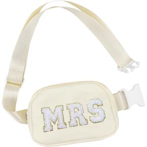Lamyba Bachelorette Gifts for Bride Fanny Pack, Bride to be Gifts for Bridal Shower Party Wedding day, Mrs Bag for Bride with Adjustable Strap, Waterproof Crossbody Waist Bag, Beige