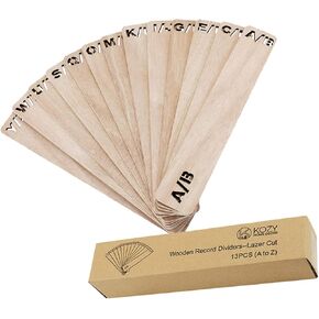 Kozy Home Décor Alphabetical Vinyl Record Dividers - A-Z Lazer Cut Wooden for Vertical & Horizontal Arrangement – 14.17 x 2.4 Inches Shelf Organizers