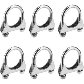 6 PCS 1 1/2 Inch U Bolt Exhaust Clamp, Zinc Plated Saddle U-Bolt Exhaust Muffler Clamp, Heavy Duty Saddle Style U Bolt Clamps with Nuts