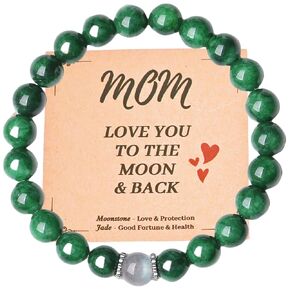 To My Mom Handmade Anxiety Bracelet for Women,Mom Birthday Gift,Purple Imperial Jasper Stones with Moonstone Bracelet,Relaxation Healing Bracelet Gifts for Mom (Purple Imperial Jasper+ Moonstone)