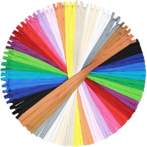 100 Pcs 22 Inch Nylon Invisible Zipper Bulk Colorful Conceal Zippers for Sewing Hidden Pillow Zippers for Fabric Craft Dress Pillow Tailor Garments Clothes Artisan Supply, 20 Colors