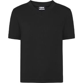 QBK 2T to Youth Neon T Shirt Kids Rash Guard UPF 50+ V-Neck Dry Fit Athletic Short Sleeve Shirts for Boys and Girls