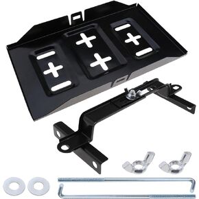 SING F LTD Universal Fit Car Battery Tray with Hold Down Clamps Adjustable Metal Battery Storage Holder Bracket Kit