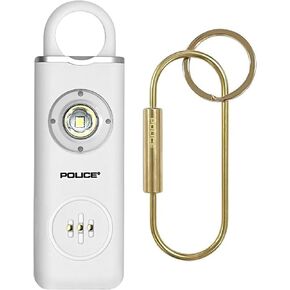 Police Personal Alarm Keychain for Women – 130dB Siren Alarm, LED Flashlight with Strobe Light Rechargeable Emergency Siren Safety Alarm - White