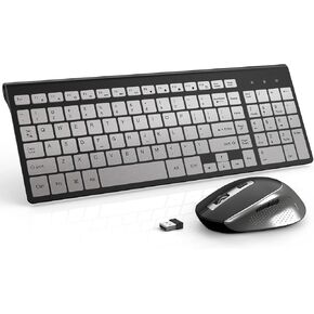 Wireless Keyboard Mouse Combo, J JOYACCESS Ergonomic and Portable Wireless Keyboard and Mouse Set for Laptop/Computer/Desktop/PC-Silver/Gold