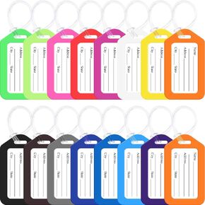 16 Pack Luggage Tag Bright Luggage Tags for Suitcases Bag Tags Name Tags for Kids Travel Accessories Luggage Must Haves