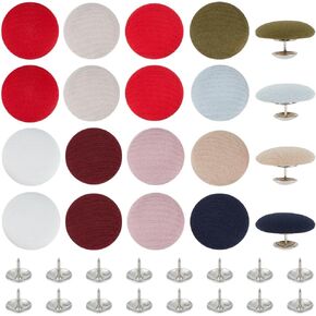 BENECREAT 32Pcs 8 Colors Cloth Covered with Metal Shank Round Buttons 17mm/0.67Inch Cloth Covered Baseball Cap Button Top Replacement for Hats Replacement Repair Jeans Blouse Sewing