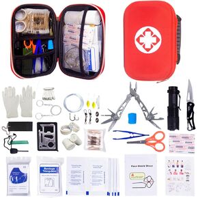 Outdoor Emergency Survival Kit, Camping Accessories, Wild Gear Kit with Fishing Tools, Flint, Blanket, Flashlight Great Gift for Climbing Camping Hiking Hunting Fishing in Kuwait