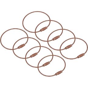 uxcell Cable Key Rings, 6.3"/ 160mm Wire Keychain Twist Loops for Lanyards, Keychains, Luggage Tags, Black, 8Pcs