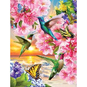 Springbok Hummingbirds 500 Piece Jigsaw Puzzle for Adults by Artist Dona Gelsinger - Made in USA - Finished Size 23.5" x 18"