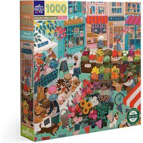 eeBoo Piece & Love: English Green Market - 1000 Piece Puzzle - Adult Square Jigsaw, 23x23, Includes Image Reference Insert, Pieces