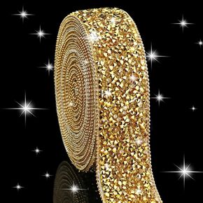 Dowarm 3 Yards Silver Rhinestone Ribbon Crystal Self Adhesive Tape Bling Diamond Sticker Glittery Strips for Crafts Wedding Decoration