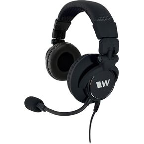 MIC 158 Dual-muff Headset Microphone, Black; TRRS 3.5mm Plug; for use with Digi-Wave DLT 400 Transceiver Only; Unidirectional Electret Microphone; 1-10 VDC