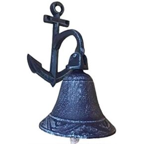 جرس مرساة معلق على الحائط من الحديد الزهر باللون الأزرق الداكن مقاس 8 بوصات - جرس عتيق - بحري in Kuwait