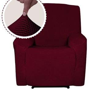 غطاء حماية للكرسي من Sapphire Home Recliner، قابل للتمدد بشكل مناسب، خالي من التجاعيد، غطاء واقي، جيب بعيد، نسيج بوليستر سباندكس، نمط مربع غير قابل للانزلاق، كرسي عنابي اللون in Kuwait