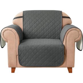 Recliner Chair Cover Reversible Recliner Cover Slipcover Width to 28" Furniture Protector with Elastic Straps for Living Room Non Slip Washable Cover for Pets Kids Children (Large, Khaki)