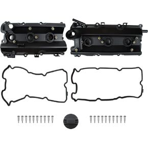 CNS Left & Right Engine Valve Cover with Gasket Compatible with 2003-2008 Infiniti/Nissan 3.5L (3498cc) DOHC V6