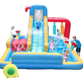 Inflatable Water Slides for Kids Backyard, Waterslide Bounce House for Kids, Blow Up Water Park, Bouncy House with Slide for Wet Dry(550W Blower Included)