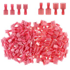 Glarks 100pcs 16-14 Gauge Fully Insulated Female Male Spade Nylon Quick Disconnect Electrical Insulated Crimp Terminals Connectors Assortment Kit