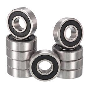 R6-2RS Deep Groove Ball Bearings, ID 3/8" x OD 7/8" x Width 9/32" Double Rubber Sealed Ball Bearing Pre-Lubricated Chrome Steel Z2 Lever 10pcs