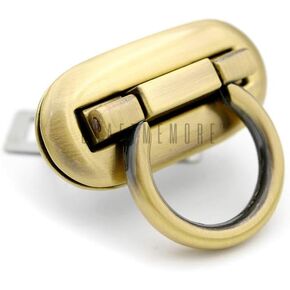 CRAFTMEMORE 2 Pack Metal Turn Lock Oval Craft Case Clasp Flip Lock Bag Purse Making Supplies (Large 1-5/8", Brushed Brass)
