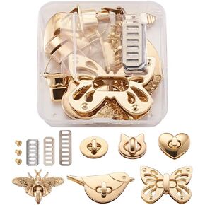 Craftdady 6 Sets Purse Turn Lock Clutches Closures Bees Butterfly Bird Cat Oval Heart Purse Twist Lock Handbag Bag Hardware Accessory