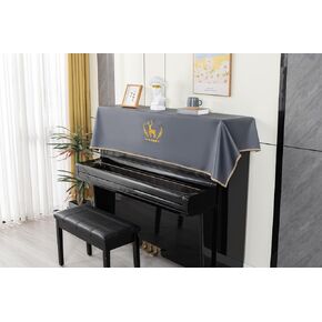 PCLOOV-Fashionable and Simple Piano Cover Electronic Piano Keyboard Cover Suitable for Standard Upright Pianos Elegant and Delicate Embroidery Dust Cover (Single Stool, Black)