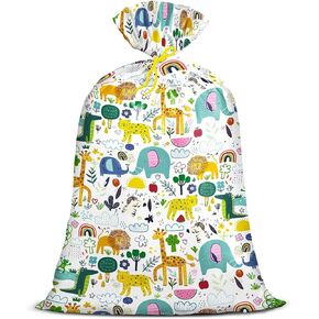 Loveinside Jumbo Large Plastic Gift Bag, Birthday Design Plastic Bag with Tag and Tie for Birthday Party, Graduation, Baby Shower - 56" x 36", 1 Pcs - Animal