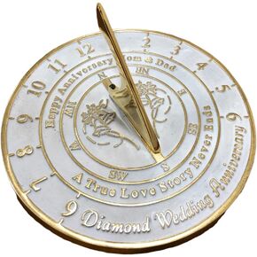 Nautical-Mart 60th Diamond Wedding for Mom and Dad. Solid Metal Anniversary Sundial Gift Idea is A Great Present for Your Parents to Celebrate 60 Years Marriage (Mom & Dad Diamond Anniversary)