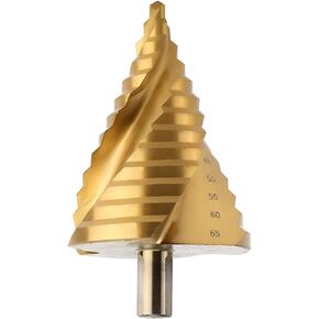 OCGIG 6-65mm Large Titanium Coated Step Drill HSS Spiral Groove Cone Drill Bit Hole Cutter
