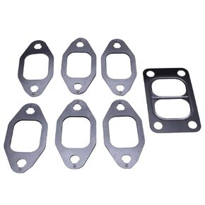 New Exhaust Manifold Gasket Kit Compatible for Dodge Cummins 12V 4BT 6BT 3.9 5.9L Engine (7pcs)