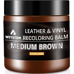 Leather Recoloring Balm - Medium Brown Leather Repair Kit for Furniture, Leather Dye, Recolor, Renew, Repair & Restore Aged, Faded, Cracked, Peeling and Scuffed Leather