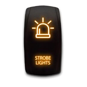 Strobe Lights Laser Etched 5-Pin Single Pole Single Throw Vertical Rocker Switch ON-Off SPST Toggle Switch 20A 12V, Green