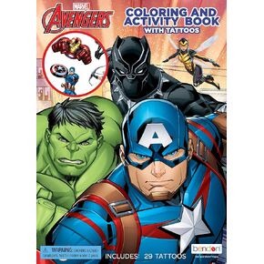 Marvel Avengers 48-Page Color & Activity Book with Tattoos, Bendon 45655 in Kuwait