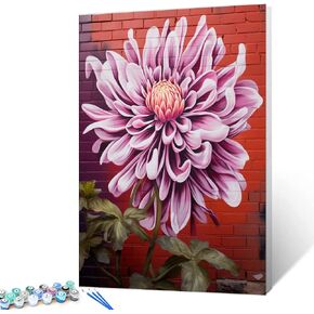 Banksy Street Art Painting Graffiti Floral Paint by Number Kits 16 x 20 inch Chrysanthemum Flower Canvas DIY Tropical Plants Painting for Kids Adults Beginner with Brushes and Acrylic Gift(Frameless)