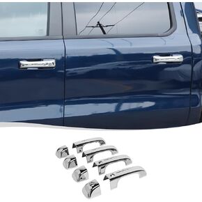 Voodonala for Dodge RAM 2018-2023 1500 Car Door Grab Handle Cover 8Pcs Outside Handle Cover Compatible with Dodge RAM 2018-2023 with Smart Key Holes(ABS,Chrome)