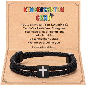 Shonyin Cross Bracelet for Him Boys - 5th 8th Grad Kindergarten Preschool College High School Graduation Gifts for Him Boy