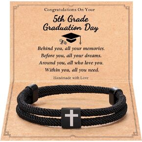 Shonyin Cross Bracelet for Him Boys - 5th 8th Grad Kindergarten Preschool College High School Graduation Gifts for Him Boy