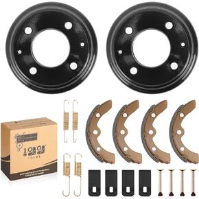 Golf Cart Brake Hub Drums & Brake Pads/Brake Shoes & Brake Spring Kit fit Club Car DS G&E 1981-1994 Villager 6-8 Seater, Replace OEM# 1011137,101146302, 101816301