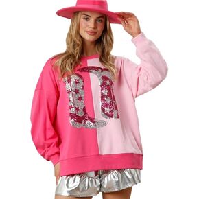 Sequin Womens Hoodies Loose Oversized Pullover Sweatshirt Long Sleeve Jumper Tunic Blouse