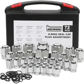 72PCS ORFS Flat Face Seal Cap and Plug Kit, Hydraulic Flat Face Fittings For Hose, 36PCS O-Ring Replacement