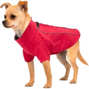 Geyecete Dog Clothes Zipper Up Winter Small Dog Sweater Winter Warm Jacket Cold with Dual D Ring Weather Jacket Clothing Windproof Cold Weather Pet Apparel Clothes-Red-XS