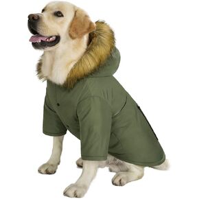Large Dog Down Jacket Hoodie Coat Winter Waterproof,Reflective Warm Dog Clothes Clothing Thick Padded for Medium Big Dogs, with Real Pocket(36)