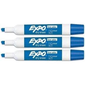 Expo Low Odor Chisel Tip Dry Erase Markers, Blue, 3 Markers Per Order (80003)