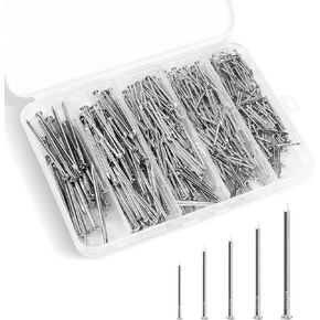 5 Sizes Black Hardware Nails Assortment Kit, Picture Hanging Nails, Finishing Nails, Wood Nails, Wall Nails for Hanging, Small Nails, 400 PCS