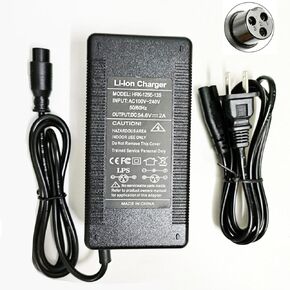 [Verified Fit] 48V Electric Scooter Charger 3-Prong, for Evercross H5/ Vsett 8, 8+, 9+(NOT for 9)/ JOYOR S5, G5, Y7-S/for KAABO Mantis 8, 8 Pro/Zero 8, 9 etc. 48 Volt Battery Charger (54.6V 2A)