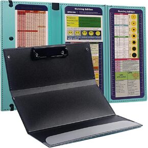 حافظة للتمريض قابلة للطي، حافظة قابلة للطي مع أوراق الغش لطبعة التمريض، 3 طبقات حافظة للممرضات مع مشبك منخفض ومشبك قلم جيب حافظة ثلاثية الطي للطلاب والممرضات والأطباء، نعناع in Kuwait