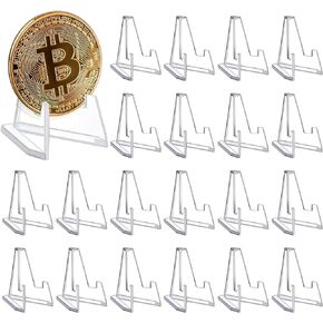 20Pcs Acrylic Plate Holder, Anti-Slip Clear Easel Stands, Picture Frame Holder Stand, Multifunctional Display Holder for Coins, Pocket Watches, Medals