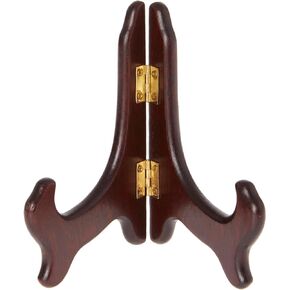 Bard's Hinged Dark Wood Plate Stand, 5" H x 5.75" W x 3.75" D (For 5" - 7.5" Plates)