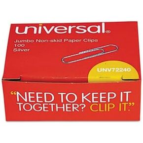 Universal Nonskid Paper Clips, Wire, Jumbo, Silver-100 Count (10 Boxes) in Saudi Arabia